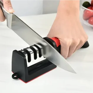 3-in-1 Rubber Handle Knife Sharpener