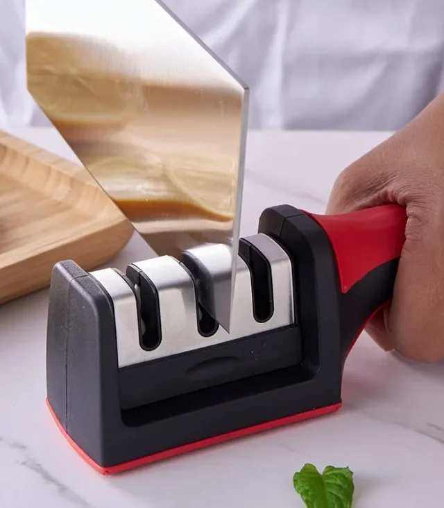 3-in-1 Rubber Handle Knife Sharpener - Image 2