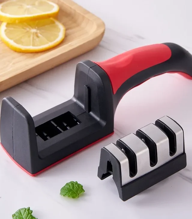 3-in-1 Rubber Handle Knife Sharpener - Image 3