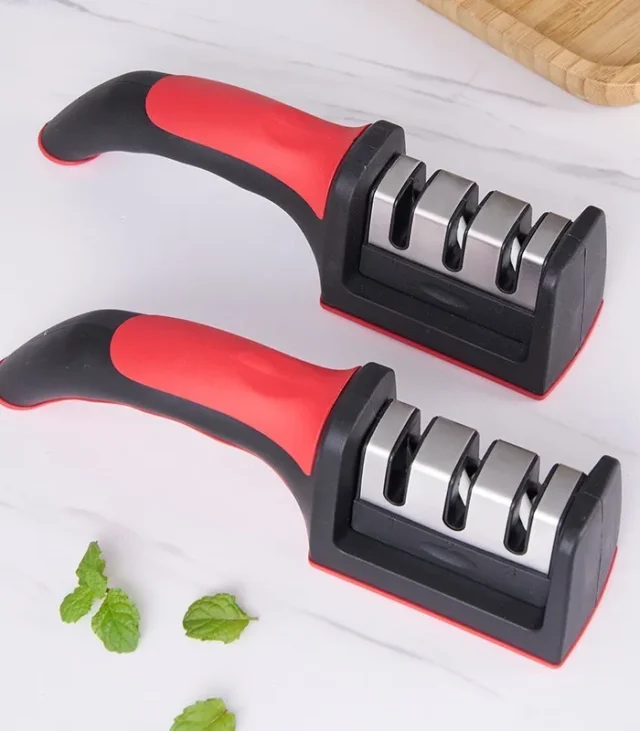 3-in-1 Rubber Handle Knife Sharpener - Image 4